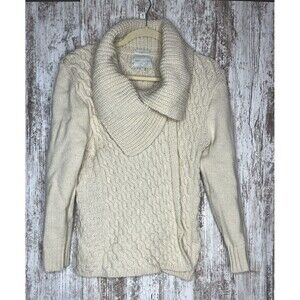 Peregrine England Cardigan 100% Wool IvoryTextured Chunky Knit Sweater Jacket S